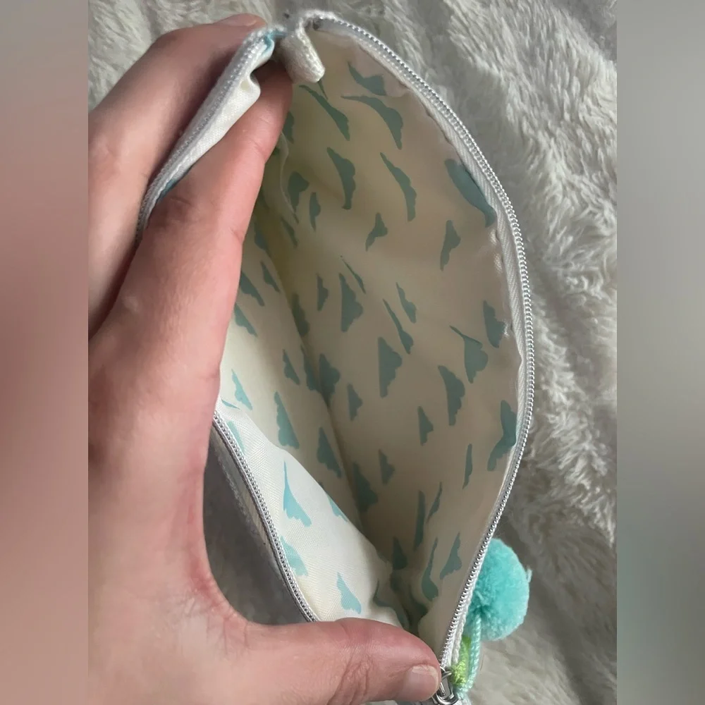 Sloth Print Pouch with Pom Poms